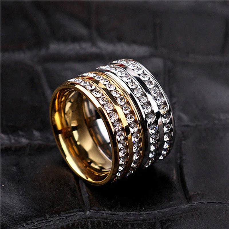 "I Trust You" Ring – Elegant Titanium Steel Band with Channel-Set CZ Stones