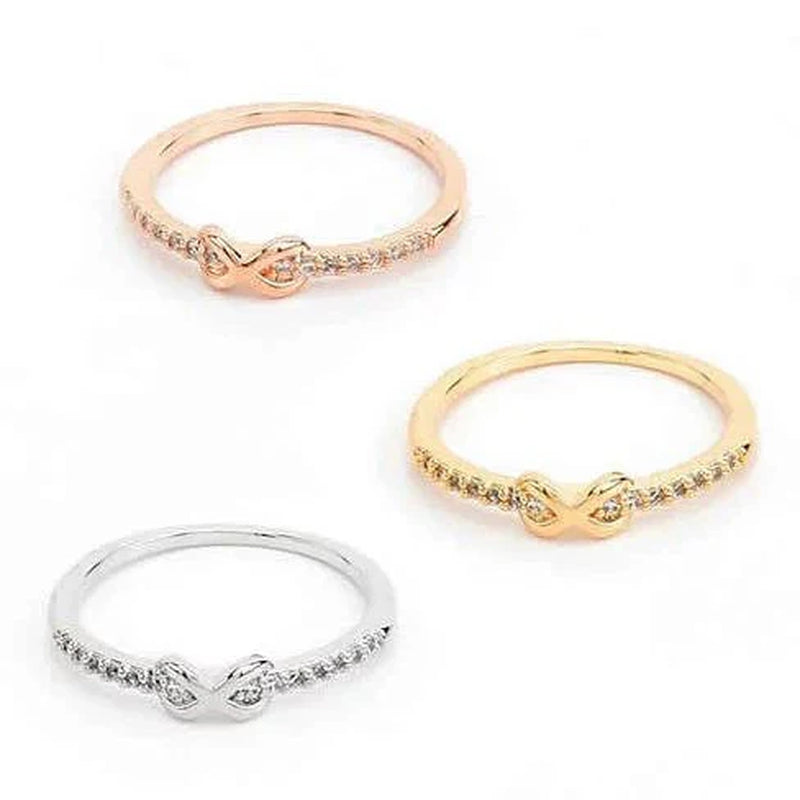 Infinite Love Ring – Sterling Silver with Gold or Platinum Overlay and CZ Stones