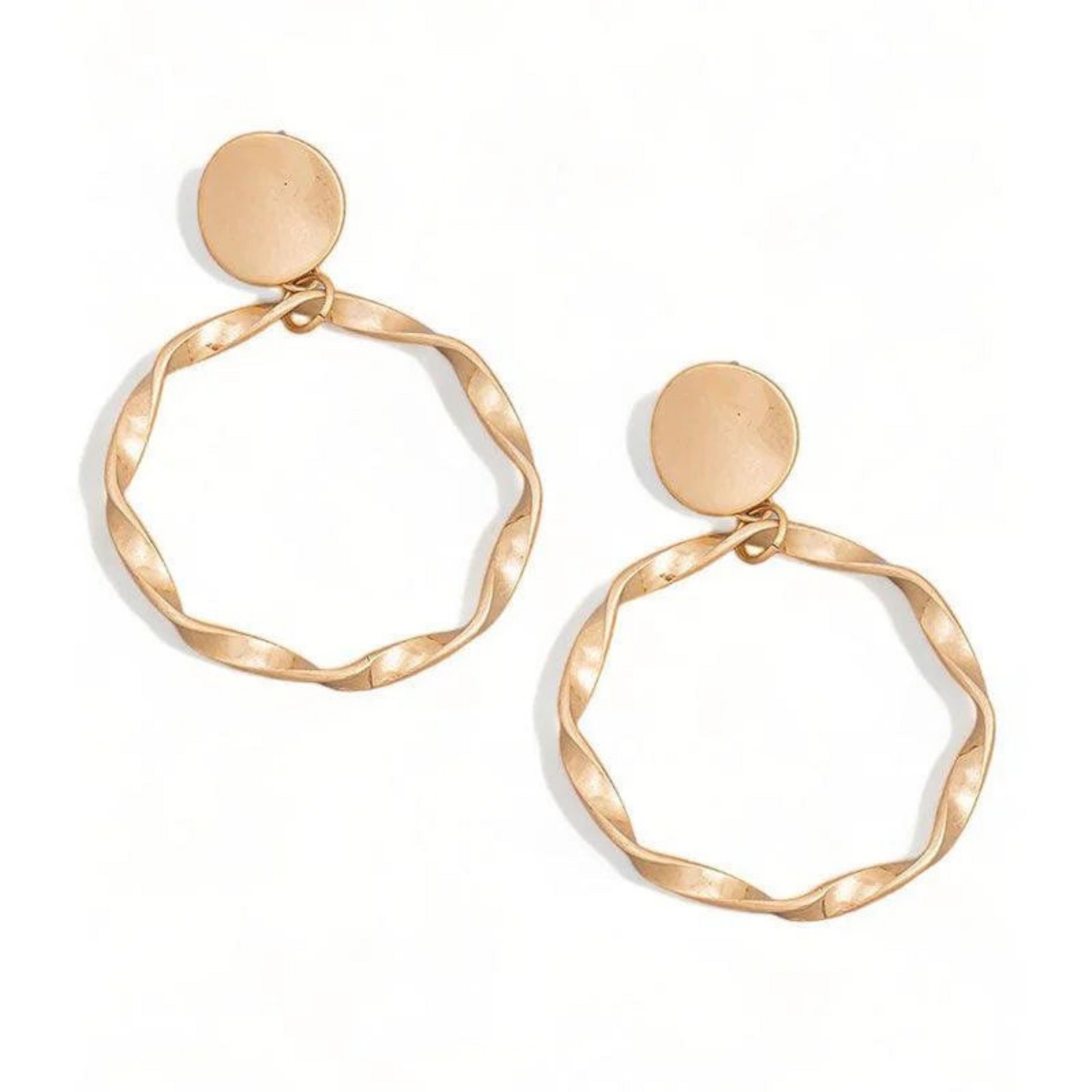 Boho Metallic Circle Twist Drop Earrings – Chic and Stylish Statement for Any Occasion