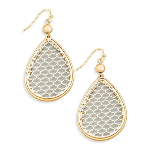 Teardrop Filigree Mesh Drop Earrings – Lightweight Gold Statement Earrings 