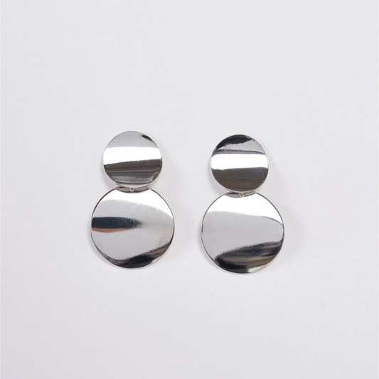 Silver Bent Double Plate Dangle Earrings – Modern and Sleek Statement Jewelry