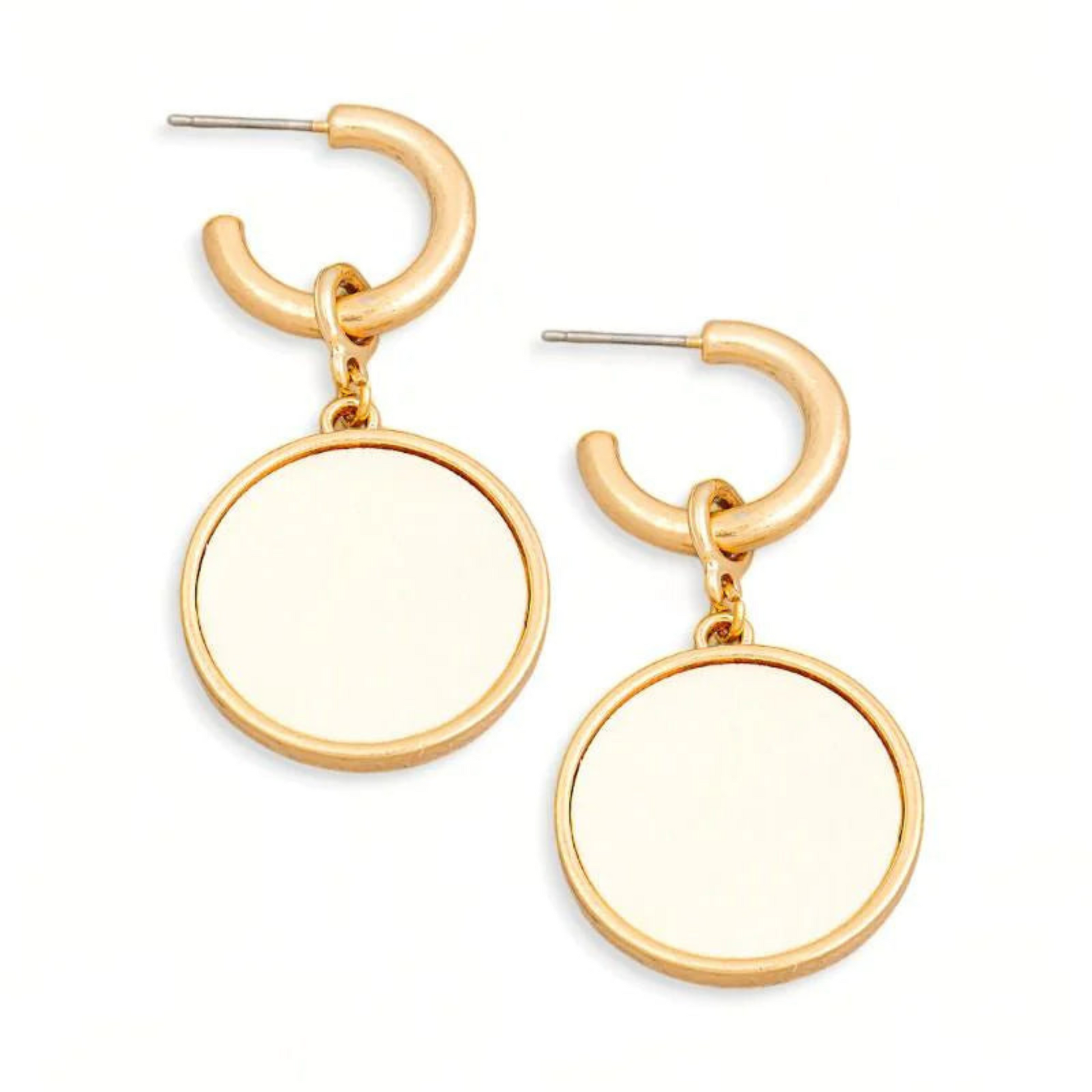 Solid Wooden Disc Round Drop Earrings – Elegant and Natural Statement Jewelry