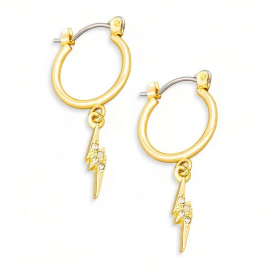 Mini Lightning Rhinestone Drop Hoop Earrings – Sparkling and Stylish Statement Jewelry