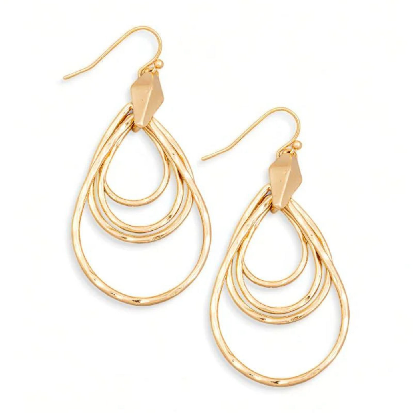 Triple Teardrop Cutout Drop Hoop Earrings – Modern Elegance with Timeless Appeal