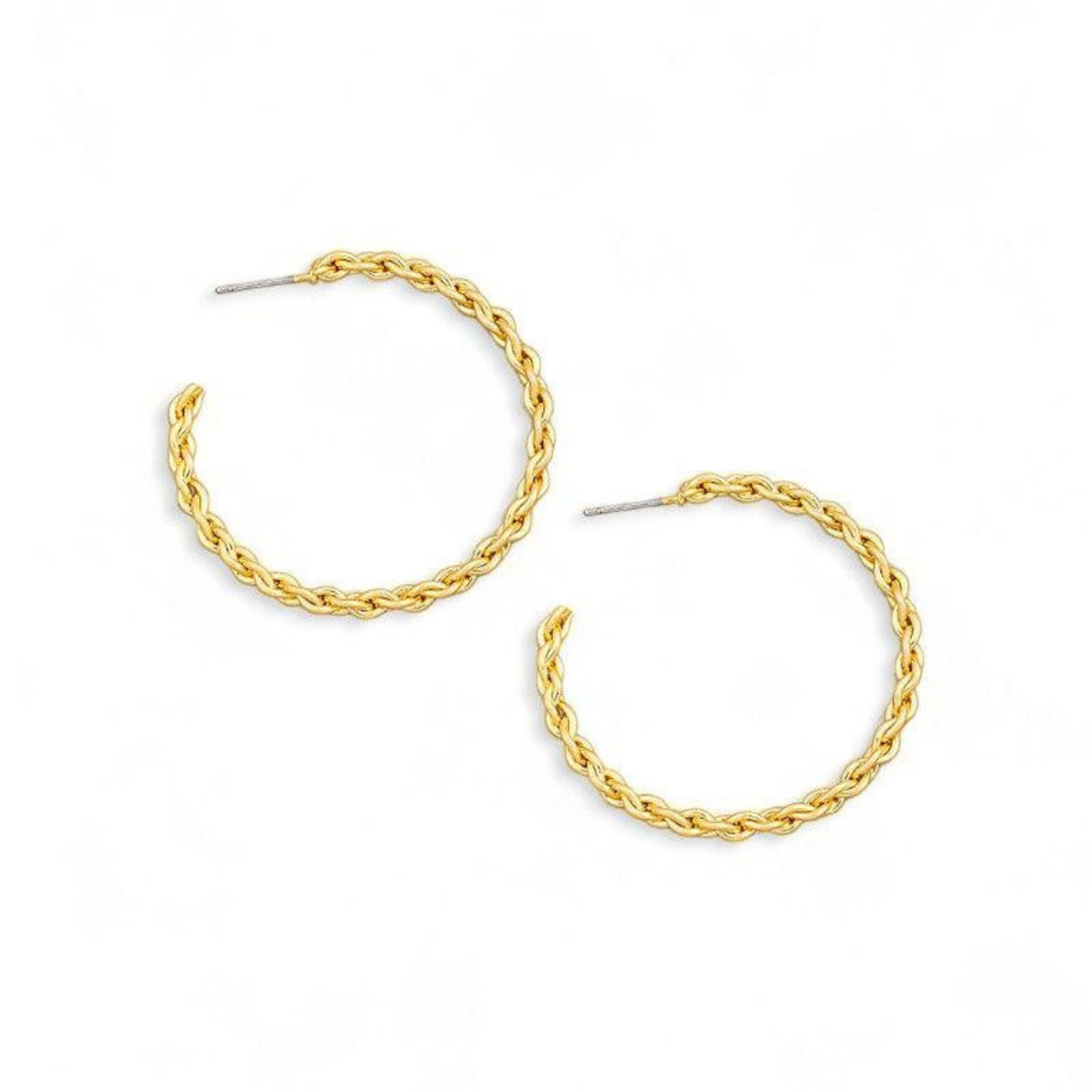 Metallic Rope Chain Open Hoop Earrings – Elegant and Distinctive Statement Jewelry