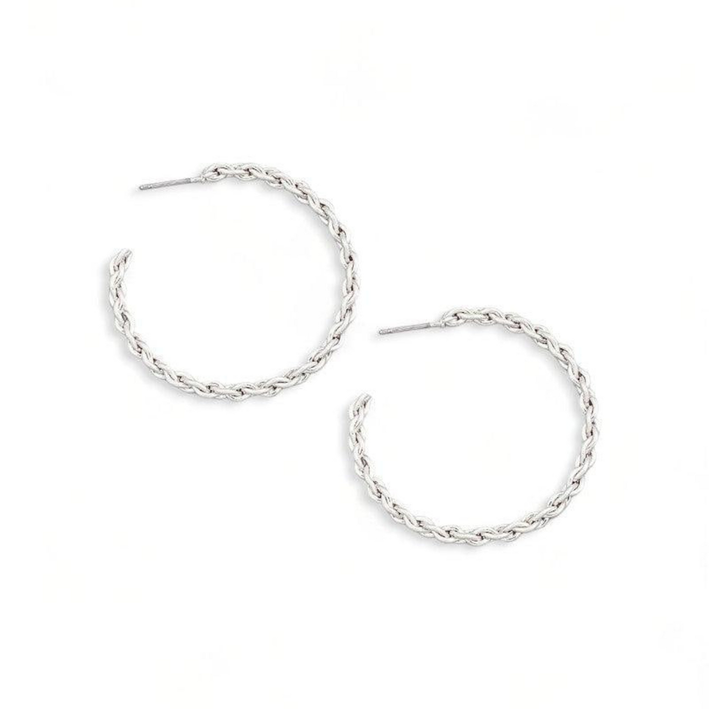 Metallic Rope Chain Open Hoop Earrings – Elegant and Distinctive Statement Jewelry