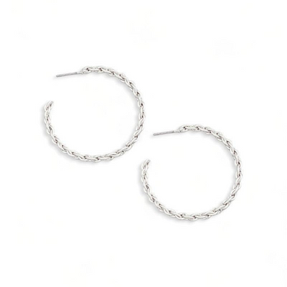 Metallic Rope Chain Open Hoop Earrings – Elegant and Distinctive Statement Jewelry