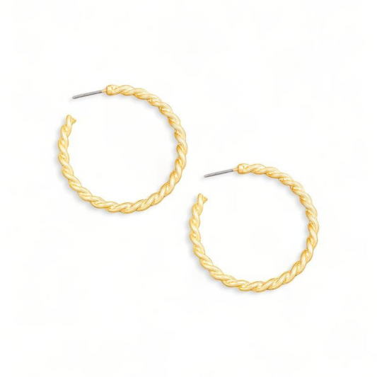 Thin Gold Twist Open Hoop Earrings – Lightweight and Stylish Everyday Jewelry