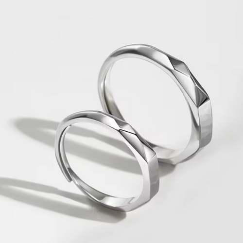 925 Sterling Silver Adjustable Projection Ring – A Unique Reflective Light Design for Couples