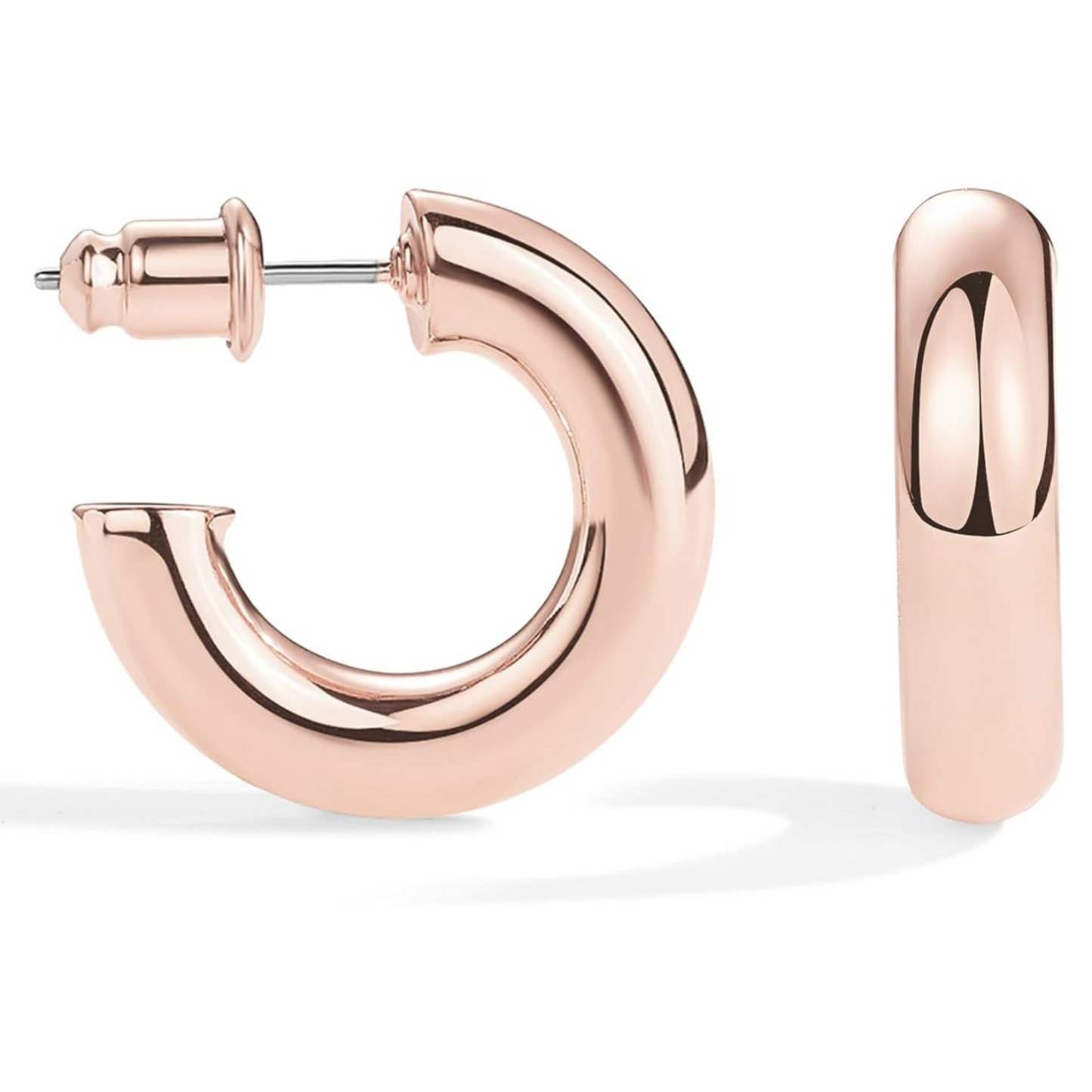 14K Gold Plated Lightweight Chunky Open Hoop Earrings – Trendy