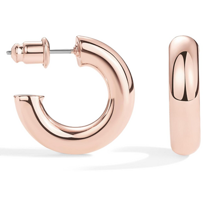 14K Gold Plated Lightweight Chunky Open Hoop Earrings – Trendy