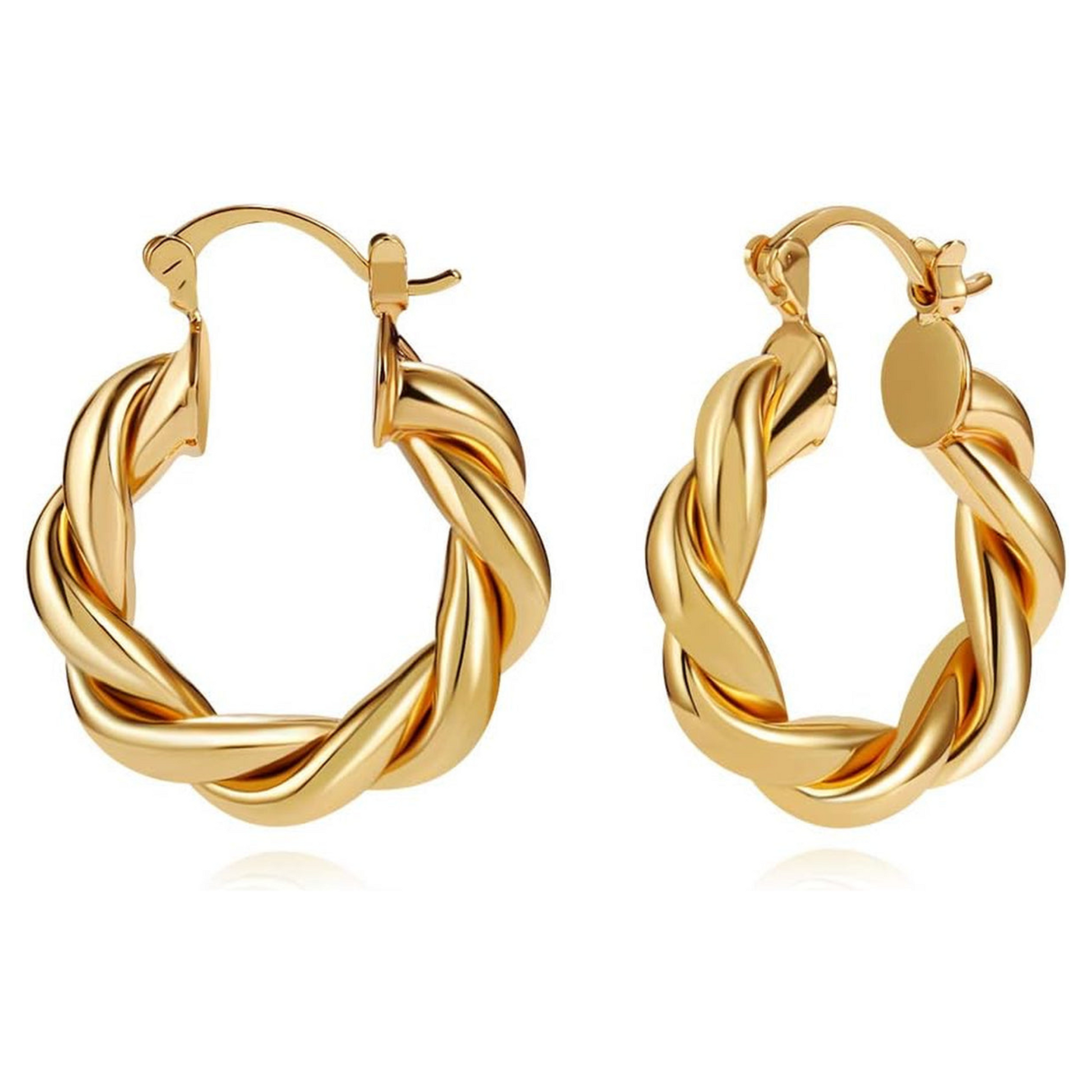 Twisted Chunky Gold Hoop Earrings – 14K Gold-Plated Lightweight Hoops 