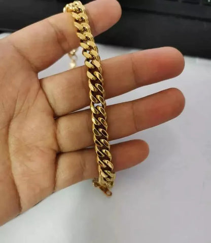 Cuban Chain Bracelet – 18K Gold-Plated Stainless Steel, Multiple Sizes