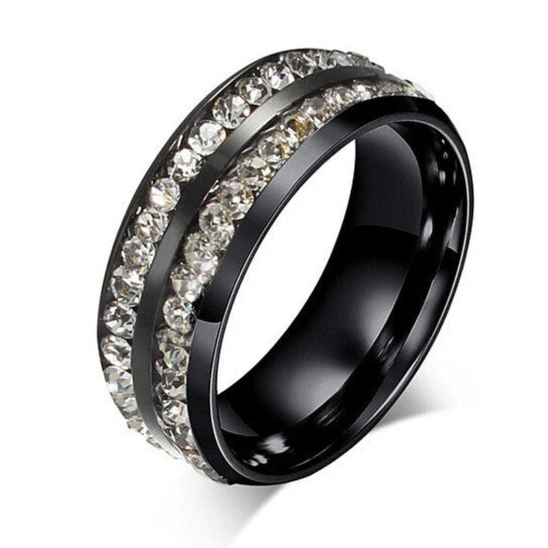 "I Trust You" Ring – Elegant Titanium Steel Band with Channel-Set CZ Stones