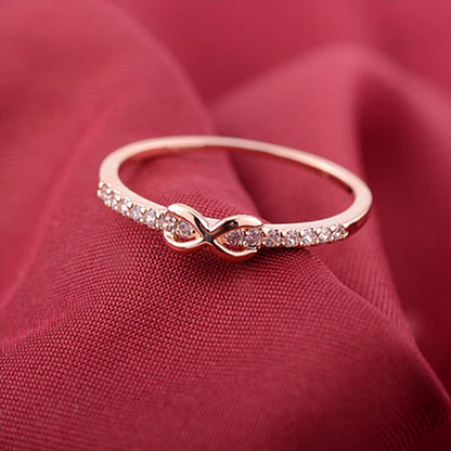 Infinite Love Ring – Sterling Silver with Gold or Platinum Overlay and CZ Stones