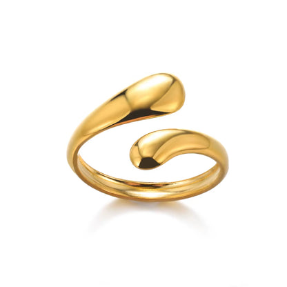 Luxury Wide Wave Adjustable Rings – Gold Stainless Steel Elegant Minimalist Jewelry