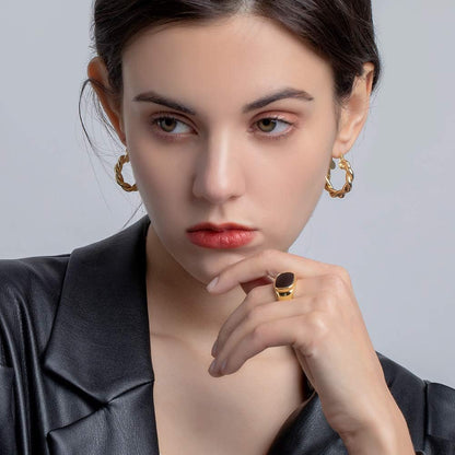 Twisted Chunky Gold Hoop Earrings – 14K Gold-Plated Lightweight Hoops 