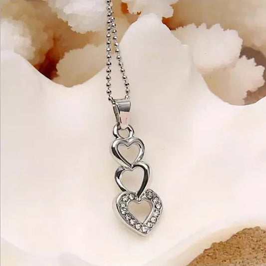 Love Story Three-Heart Necklace – A Sterling Silver Symbol of Endless Love