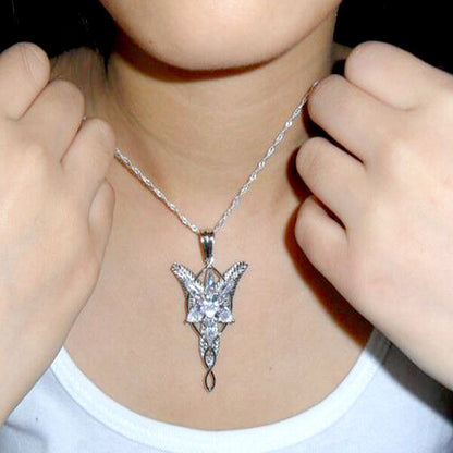 Silver Plated Stainless Steel Arwen Evenstar Necklace – Inspired by Lord of The Rings