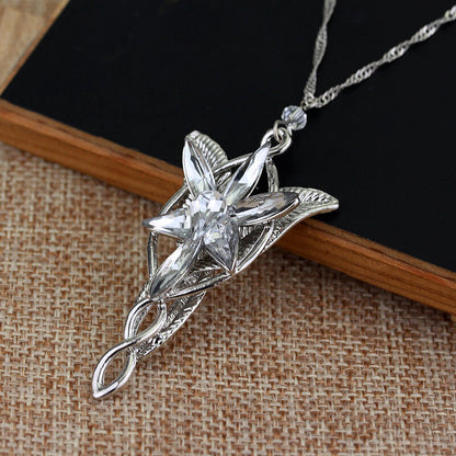 Silver Plated Stainless Steel Arwen Evenstar Necklace – Inspired by Lord of The Rings