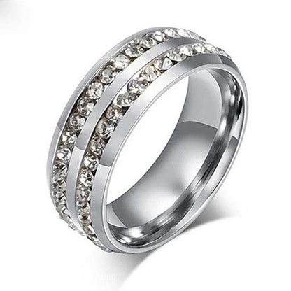 "I Trust You" Ring – Elegant Titanium Steel Band with Channel-Set CZ Stones