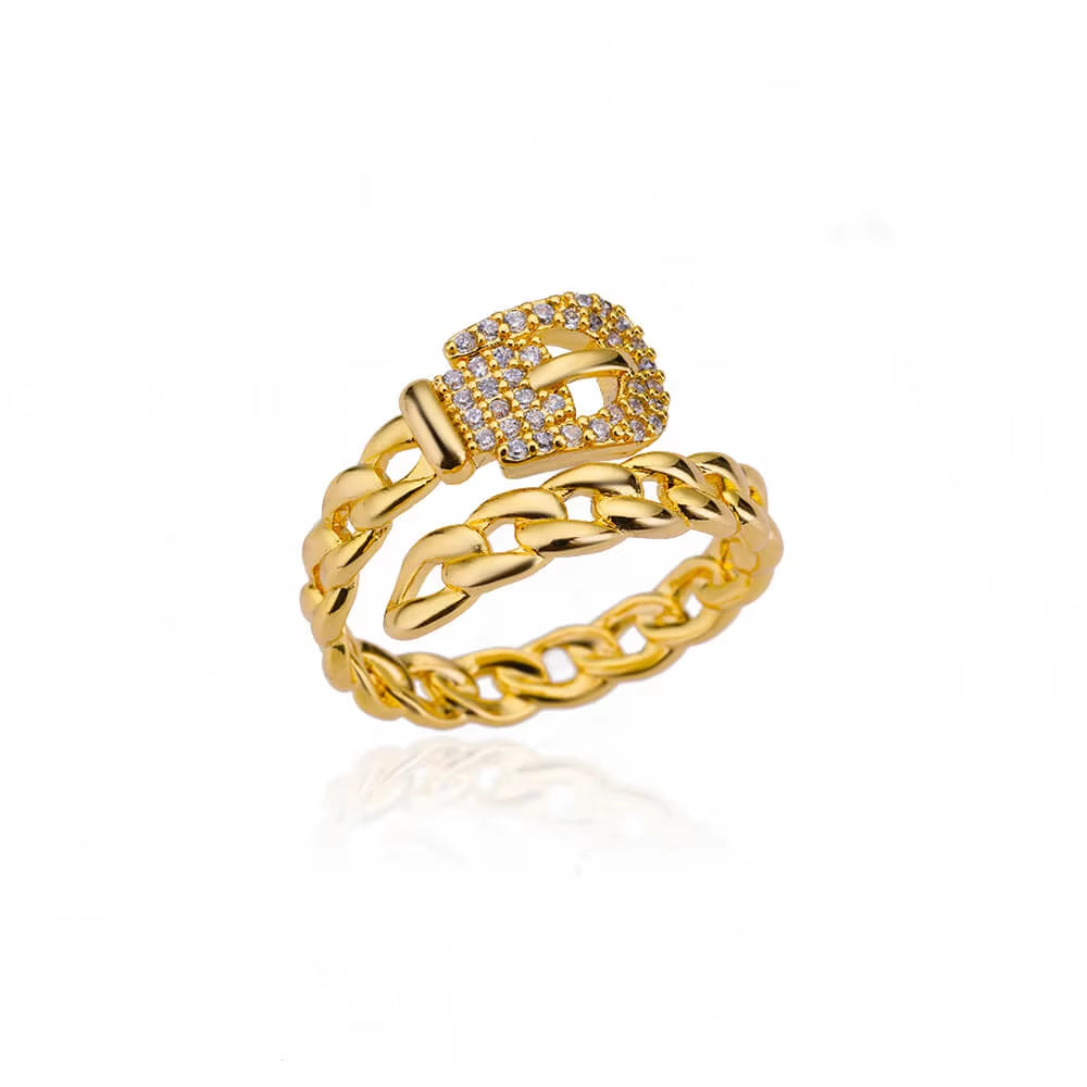 Luxury Wide Wave Adjustable Rings – Gold Stainless Steel Elegant Minimalist Jewelry