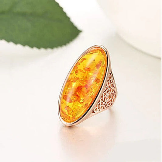 Lava Ring with Fiery Oval Opal – Rose Gold Statement Jewelry Inspired by Nature