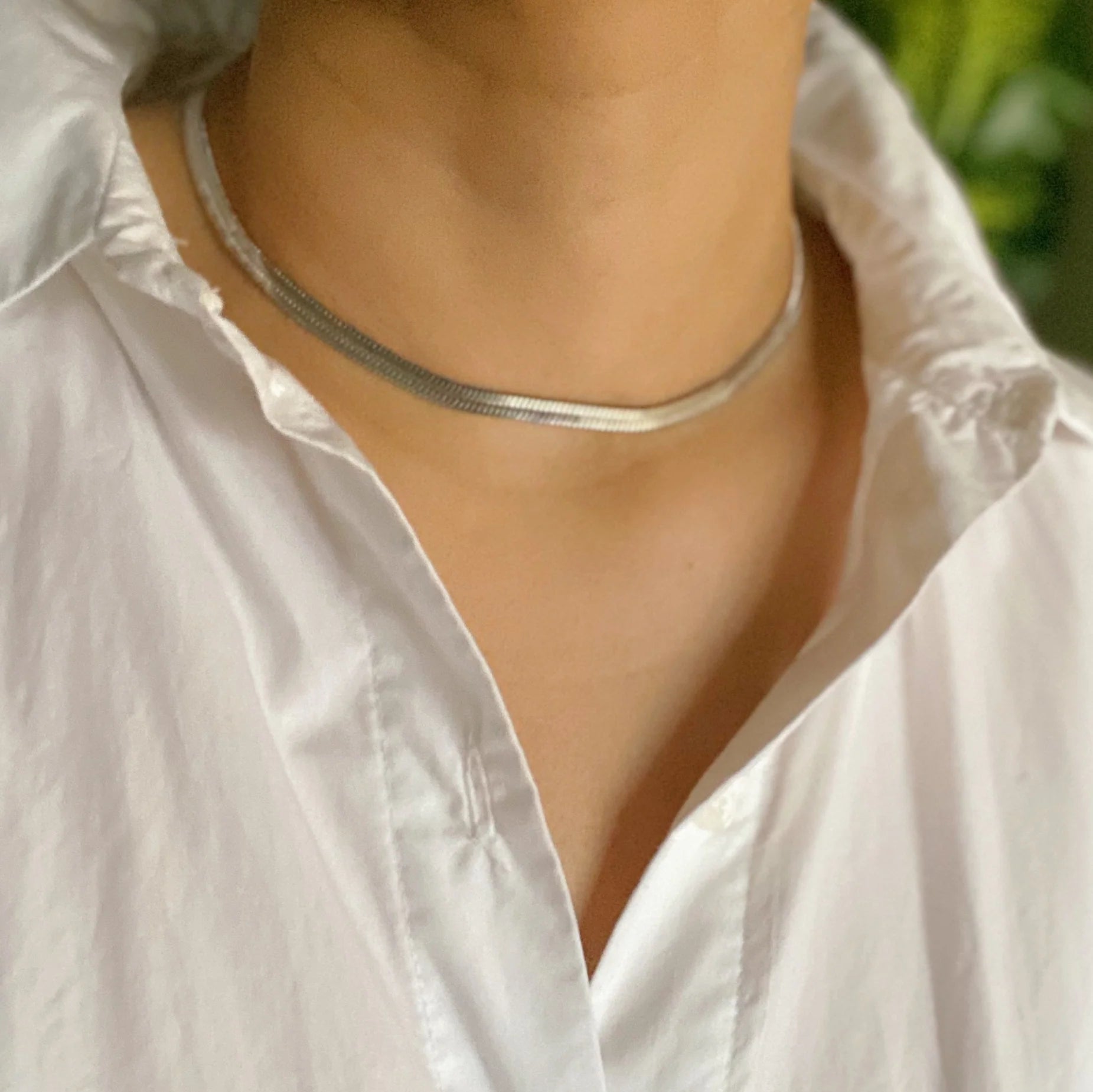 Simply Herringbone Chain Necklace – Sleek and Timeless 