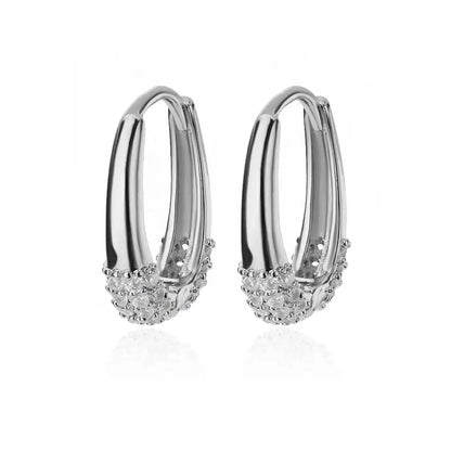 Trend Oval Zircon Stainless Steel Earrings – Waterproof and Hypoallergenic