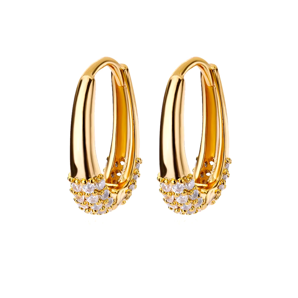 Trend Oval Zircon Stainless Steel Earrings – Waterproof and Hypoallergenic