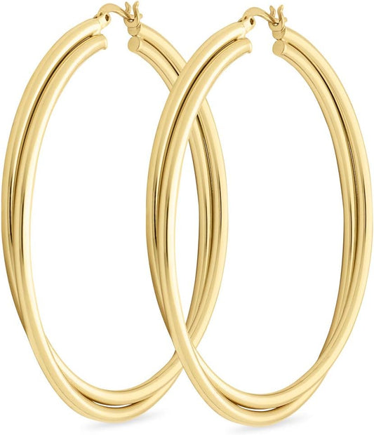 Crossover Hoop Earrings – 14K Gold Plated Statement Hoops 