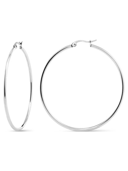 Stainless Steel Multi-Color Hoop Earrings – Timeless and Durable (50Mm Diameter) Two-Pair Set