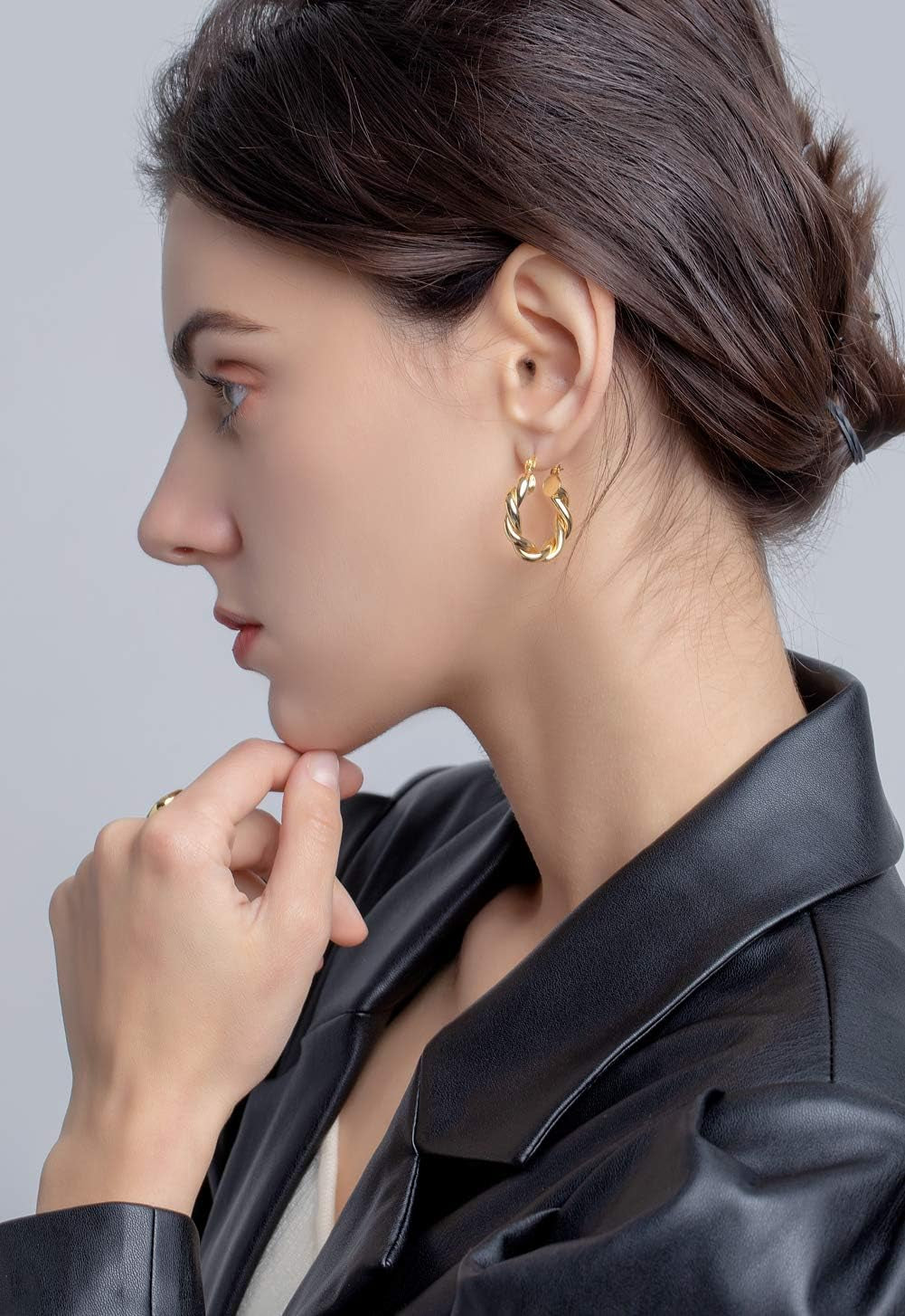 Twisted Chunky Gold Hoop Earrings – 14K Gold-Plated Lightweight Hoops 