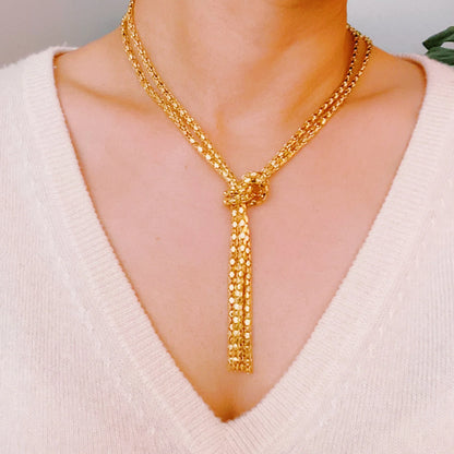 Wow Y Drop Chain Necklace – Modern Gold-Plated Statement Jewelry - 18k gold-plated brass