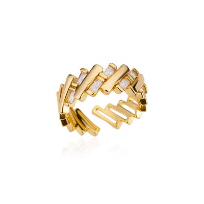 Luxury Wide Wave Adjustable Rings – Gold Stainless Steel Elegant Minimalist Jewelry