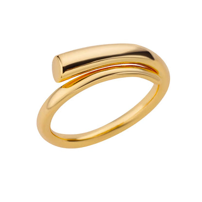 Luxury Wide Wave Adjustable Rings – Gold Stainless Steel Elegant Minimalist Jewelry