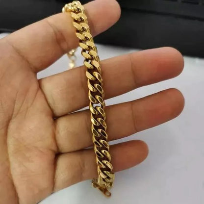 Cuban Chain Bracelet – 18K Gold-Plated Stainless Steel, Multiple Sizes